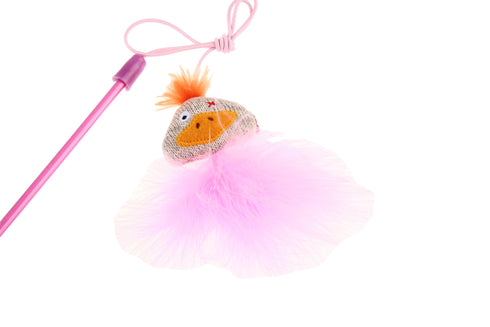 Jucarie pentru pisici undita rata cu pene Gigwi