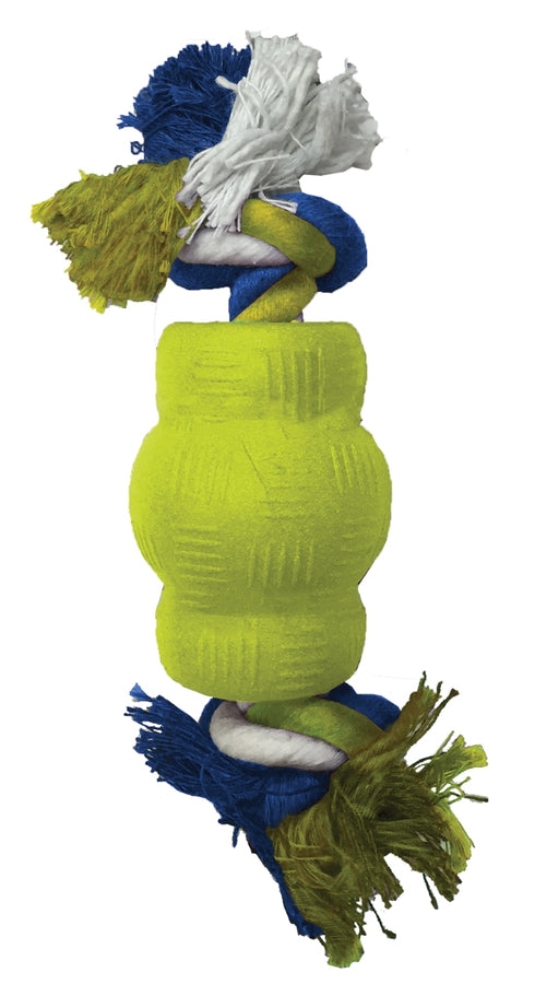 Jucarie pentru caini cilindru din spuma de cauciuc cu sfoara Spot 17 cm