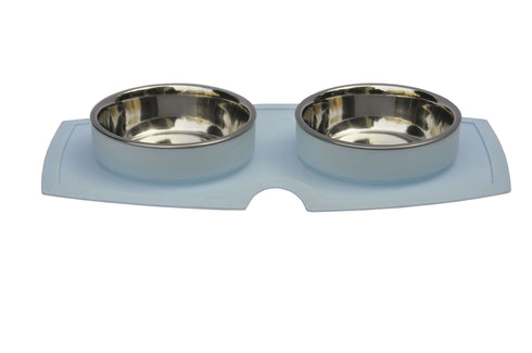 Castron dublu antiderapant din inox pentru caini si pisici Avanti 2 x 250 ml