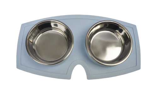 Castron dublu antiderapant din inox pentru caini si pisici Avanti 2 x 250 ml