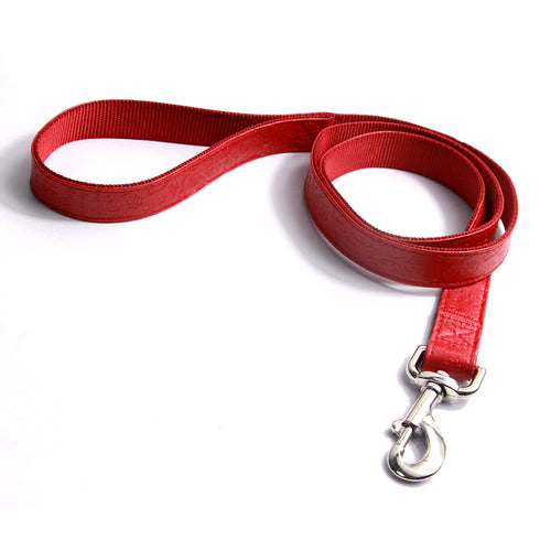 Lesa rosie din piele ecologica pentru caini Hamate 1.2 m x 2 cm