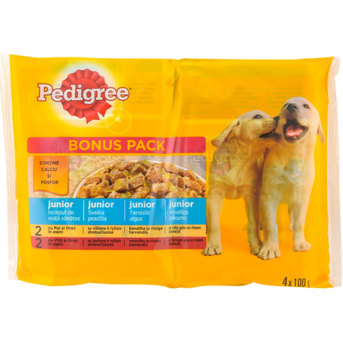 Hrana umeda pentru caini Pedigree Junior Set 4 plicuri X 100 g
