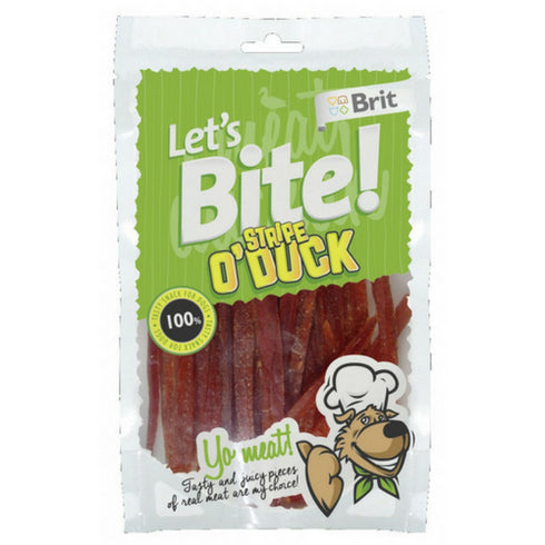 Recompense pentru caini Brit Let's Bite Fasii din carne de rata 80 g
