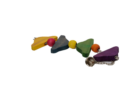 Jucarie colorata din lemn pentru papagali 9.2x2.5x47cm