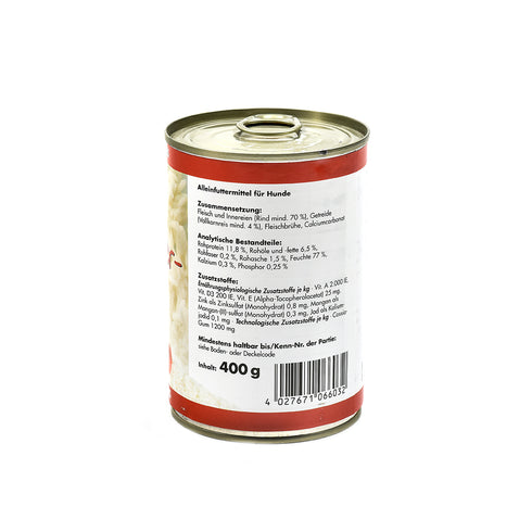 Hrana umeda pentru caini Grau cu Vita si Orez Integral 400 g