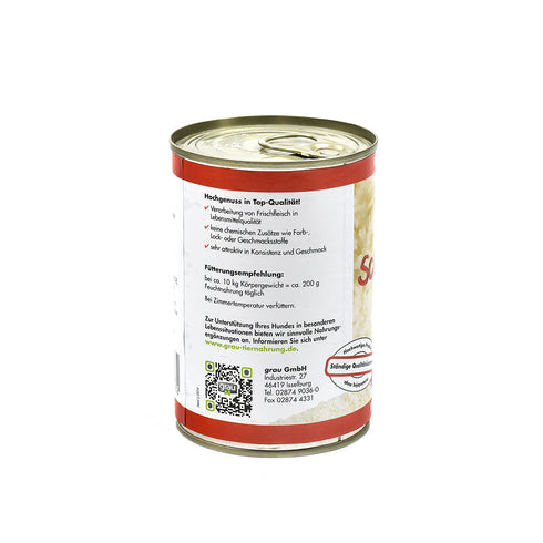 Hrana umeda pentru caini Grau cu Vita si Orez Integral 400 g