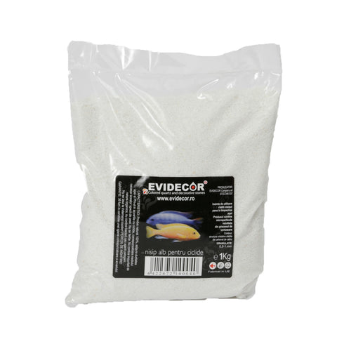 Nisip decorativ pentru acvariu alb Ciclide Evidecor 1kg
