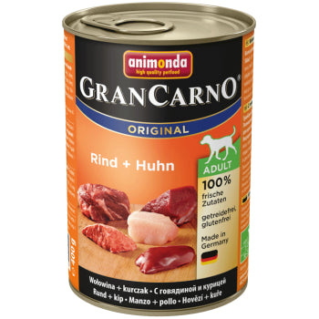 Hrana umeda pentru caini Grancarno Adult cu vita si pui 400 g
