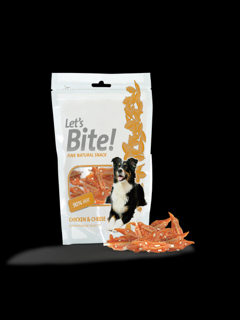 Recompensa pentru caini Brit Let's Bite cu pui si branza 80 g