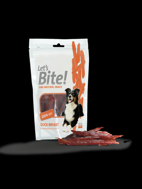 Recompensa pentru caini Brit Let's Bite cu rata 80 g