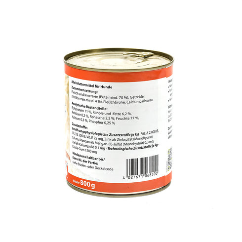 Hrana umeda pentru caini Grau Curcan si Orez Integral 800 g