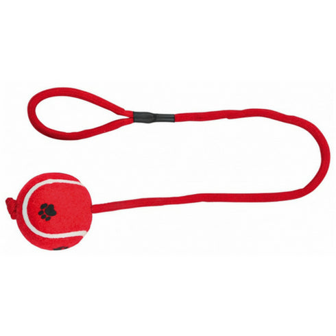 Jucarie pentru caini Trixie minge de tenis cu franghie 6cm