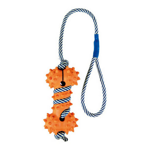 Jucarie pentru caini Trixie os din cauciuc si franghie 40cm