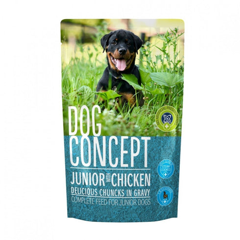 Hrana umeda pentru caini Dog Concept Junior cu pui 100g