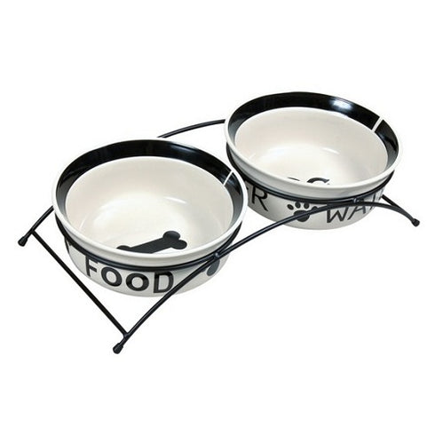 Set 2 castroane ceramice cu suport metalic Trixie 2.6l