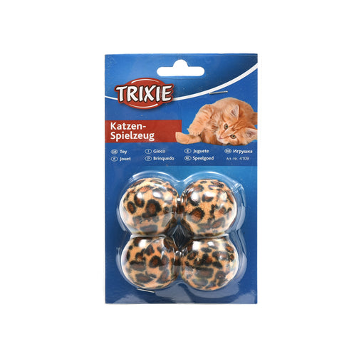 Jucarie pentru pisici minge cu imprimeu de leopard 4 bucati