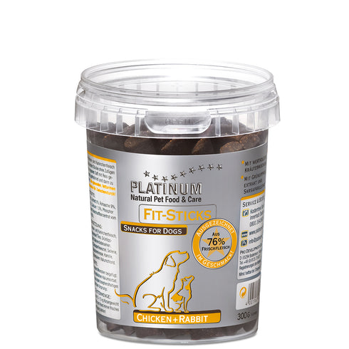 Recompense pentru caini Platinum Fit Sticks cu pui si iepure 300 g
