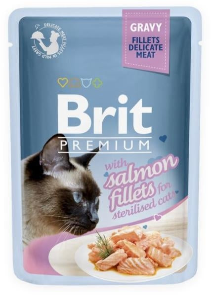 Hrana umeda pentru pisici sterilizate Brit Cat Delicate Salmon in Gravy for Sterilised 85g