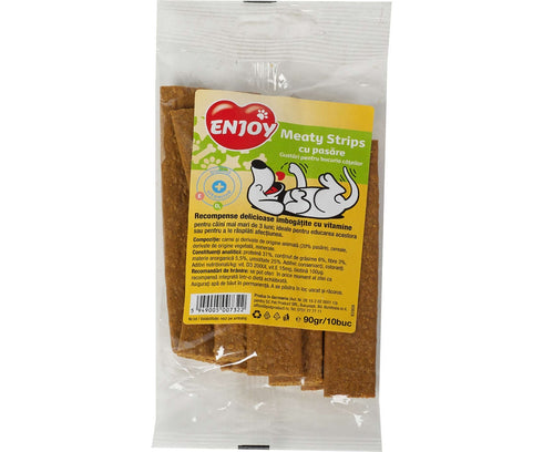 Recompense pentru caini Enjoy Meaty Strips cu pasare 90 g
