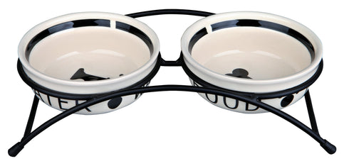 Castron din ceramica cu suport pentru caini 0.25 l set 2 buc