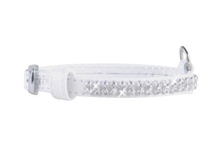Zgarda alba reglabila din piele pentru caini Collar Brilliance 19-25 cm