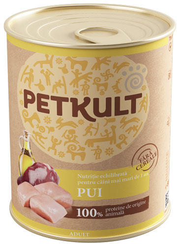 Hrana umeda pentru caini Petkult Adult cu pui 800g - Animax