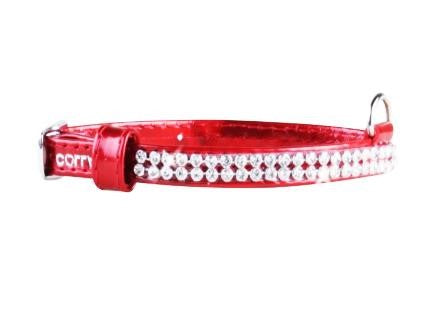 Zgarda rosie reglabila din piele pentru caini Collar Brilliance 19-25 cm