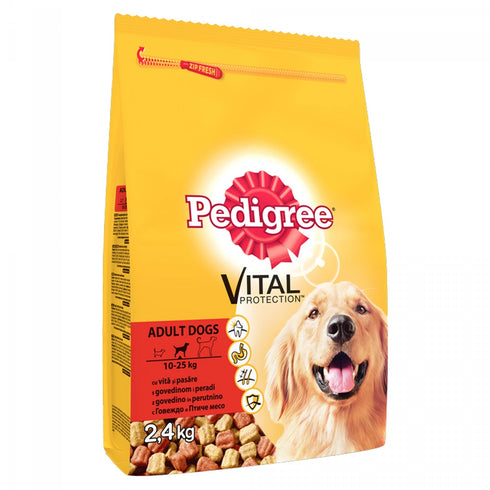 Hrana uscata pentru caini Pedigree cu vita si pasare 2.4 kg