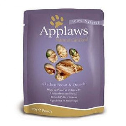 Hrana umeda pentru pisici Applaws cu piept de pui si strut 70 g