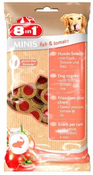Recompense pentru caini 8in1 minis cu peste si rosii 100 g