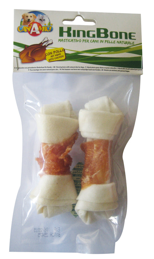 Recompense pentru caini KingBone Os Alb Pui 15cm 2 Buc-Set