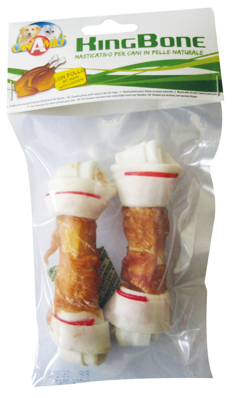 Recompense pentru caini KingBone Os Alb cu Pui 11cm 2buc-Set