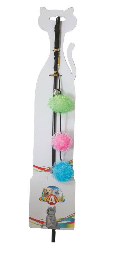 Jucarie pentru pisici Croci Undita ponpon cu clopotel