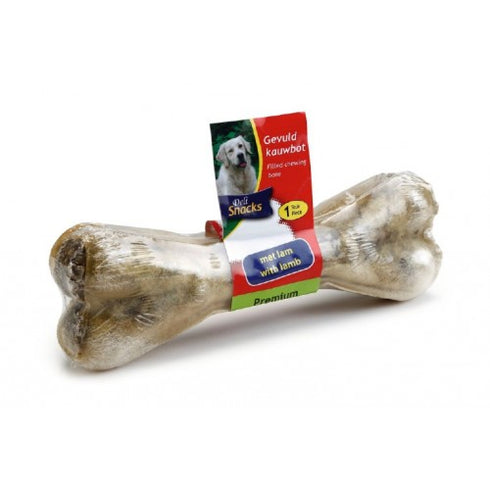 Recompensa pentru caini Delisnacks Os umplut cu miel 17cm