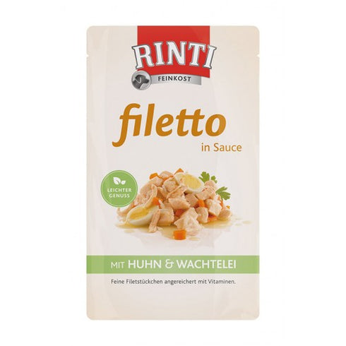 Hrana umeda pentru caini Rinti Adult Filleto Jelly cu Pui si Ou de Prepelita 125gr