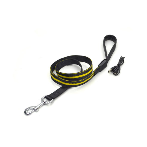 Lesa neagra cu galben pentru caini Tize Flash Usb 2.5x120cm