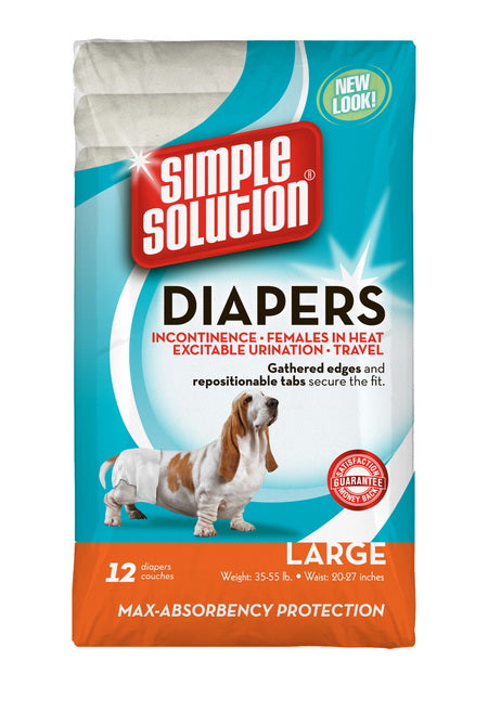 Scutece pentru caini Simple Solution Large-XL 12 buc-set