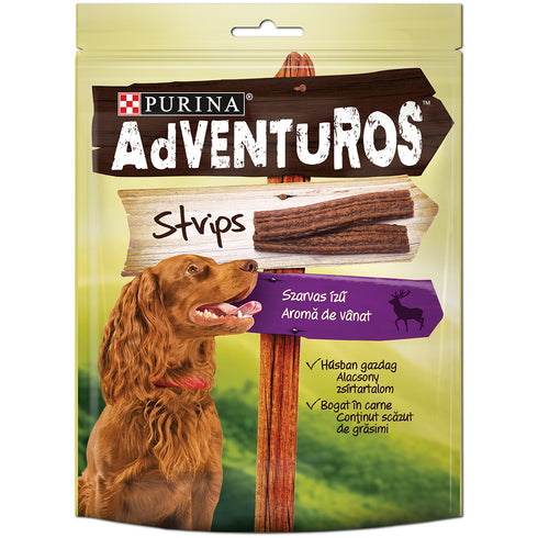 Recompense pentru caini Purina Adventuros Strips 90 g