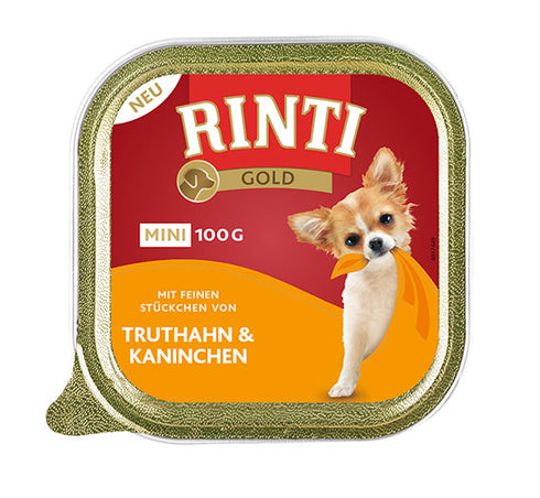 Hrana umeda pentru caini Rinti Gold Mini cu curcan si iepure 100 g