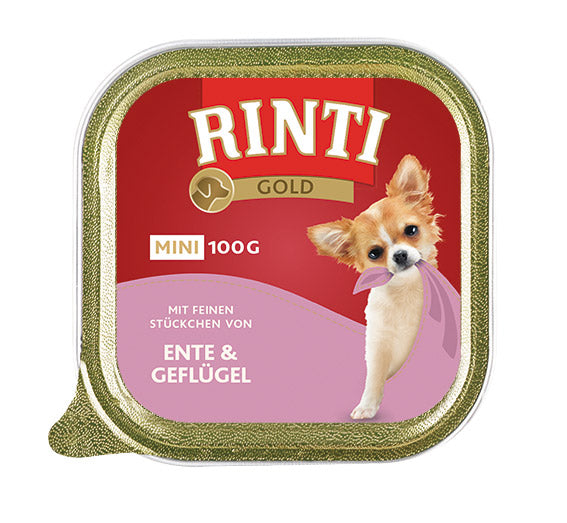 Hrana umeda pentru caini Rinti Gold Mini cu rata si pui 100 g - Animax
