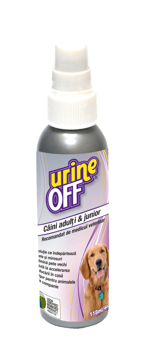 Solutie pentru indepartarea petelor si a mirosurilor Urine Off pentru caini 118ml