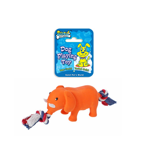 Jucarie pentru caini Soleil Elefant cu sfoara 14 cm