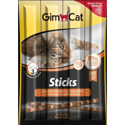 Batoane pentru pisici Gimcat Sticks Scoici 4buc 20g