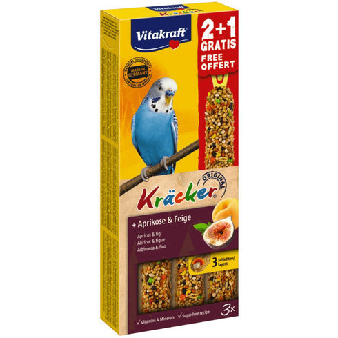 Baton pentru perusi Vitakraft Kracker Smochine & Caise 60gr+30gr Gratis