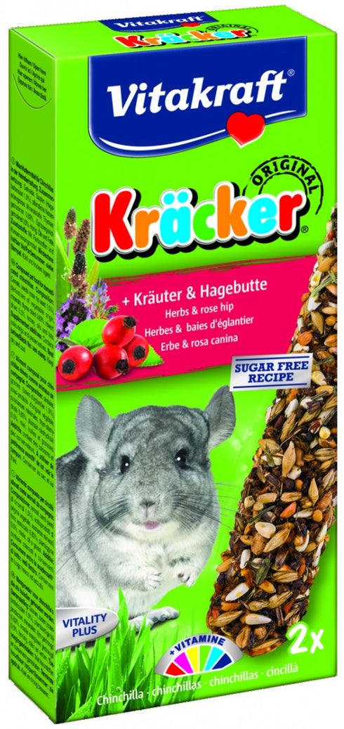 Batoane pentru chinchilla Vitakraft cu ierburi si macese 112 g