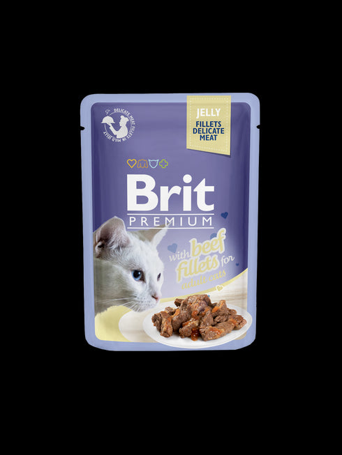 Hrana umeda pentru pisici Brit Premium cu muschi de vita in aspic 85g