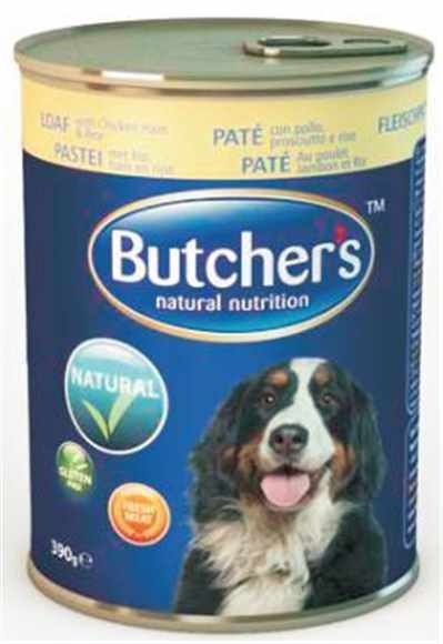 Hrana umeda pentru caini Butchers Pui Sunca si Orez 390 gr