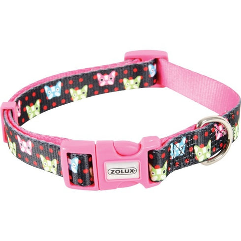 Zgarda neagra din nylon pentru caini Zolux Candy 15 mm