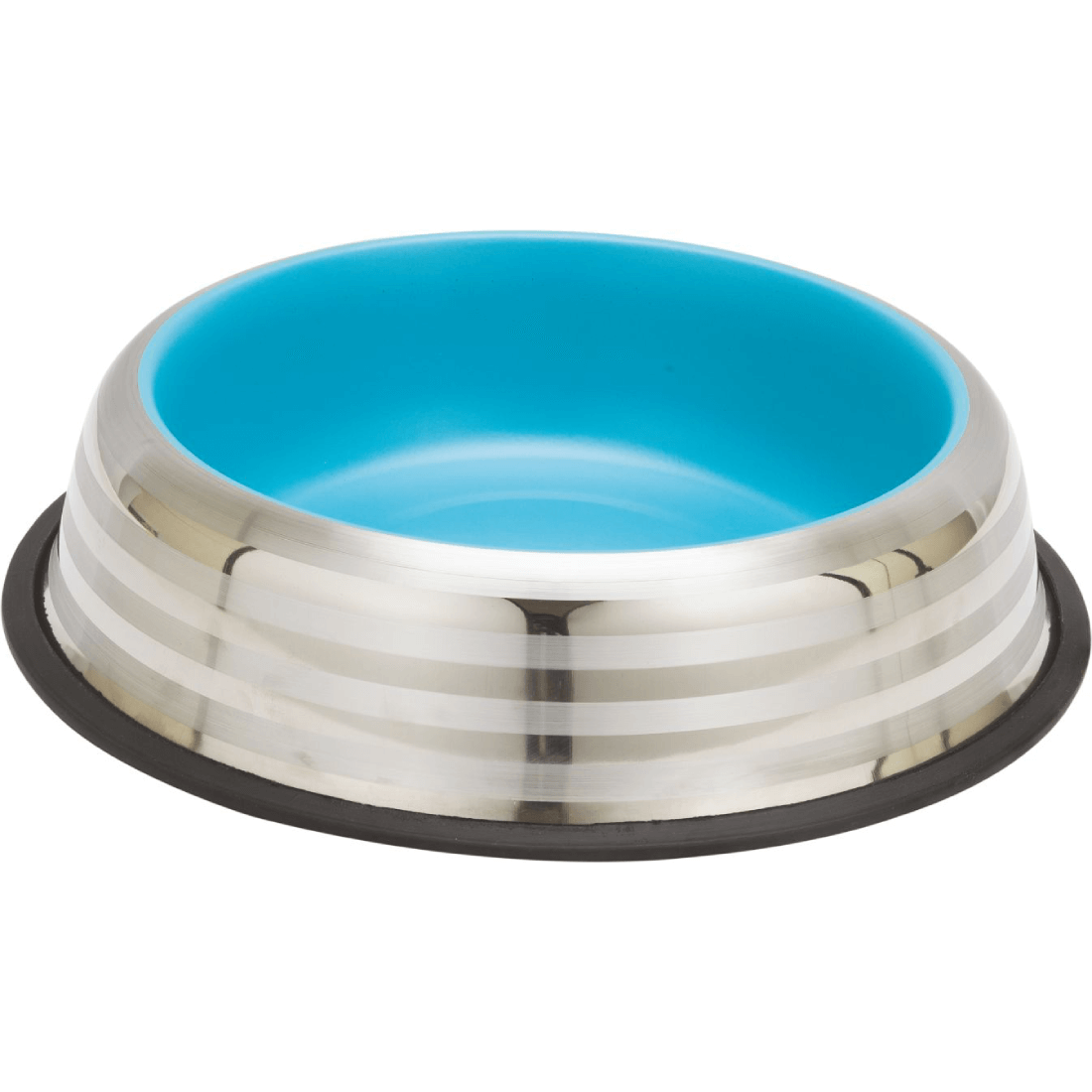 Castron din inox pentru pisici Enjoy Blue&Silver Stripes 230ml - Animax