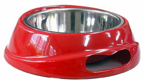 Castron rosu din inox si melamina pentru caini 500 ml